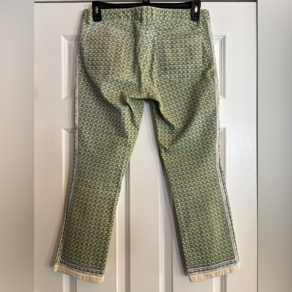 Tory Burch Mia Bontanical Green and White Patterned Cropped Jeans, size 29 - Picture 6 of 11